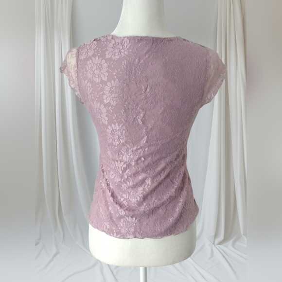 Apt 9 Lace V-Neck Pink Top Petite Small - Picture 4 of 6